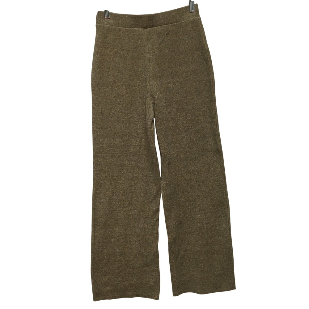 Zara Knit Wide Leg Relaxed Pants Women's Small Olive Green Earthy Minimalist